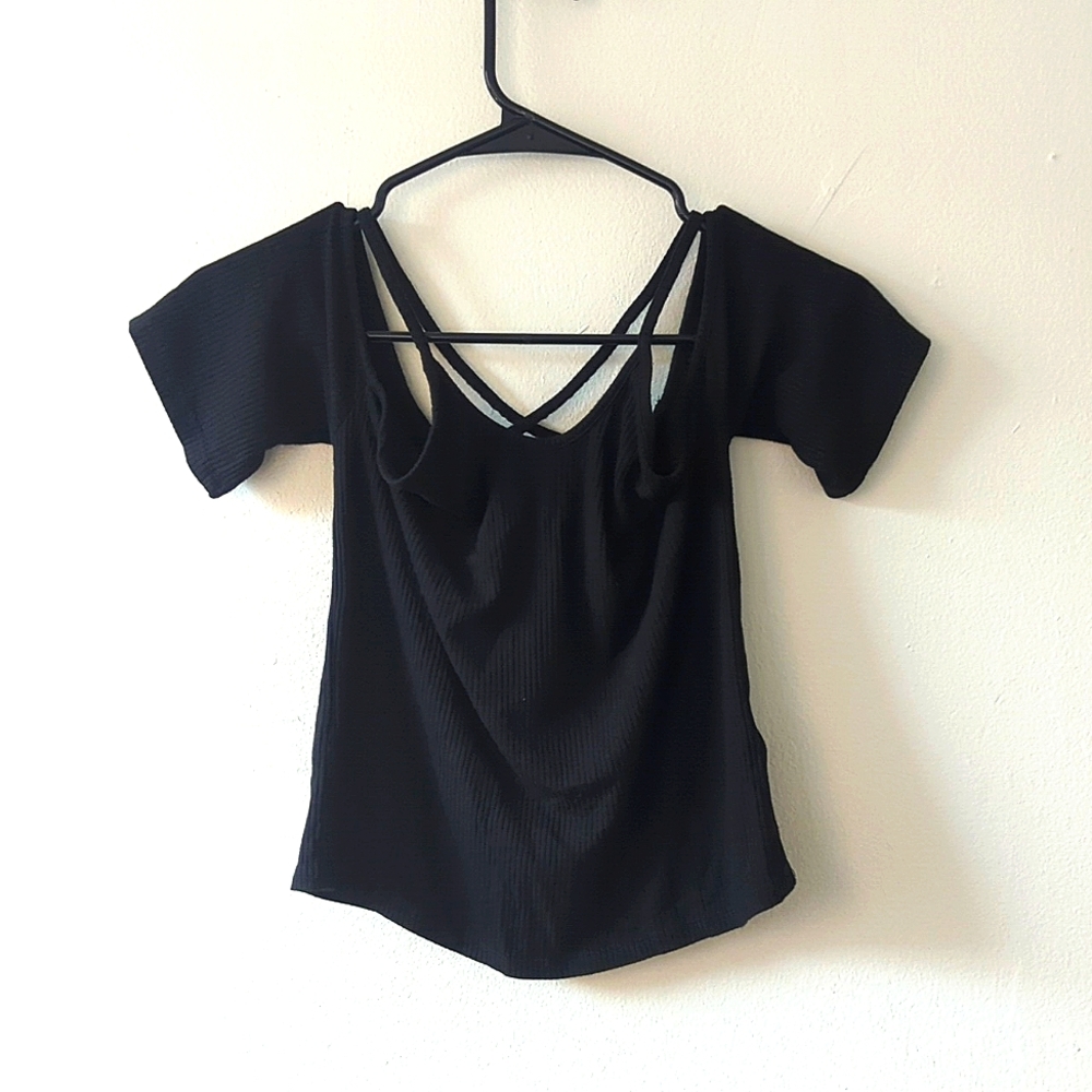 H&M strappy off shoulder tank top size M black